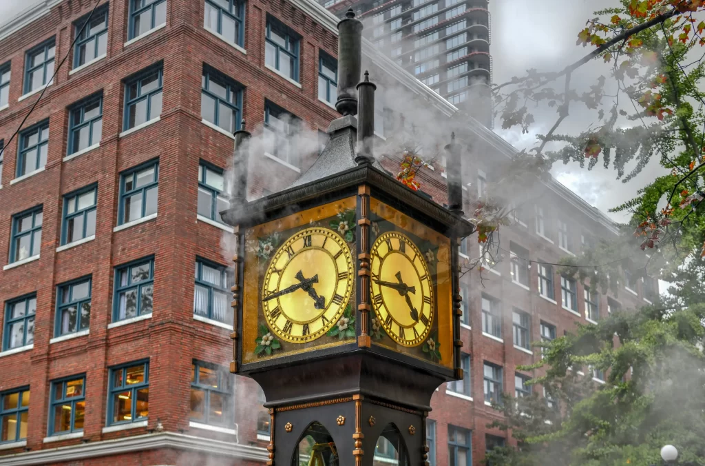Gastown Steam Clock in Vancouver, BC – iconic landmark within our Greater Vancouver appliance repair service area.